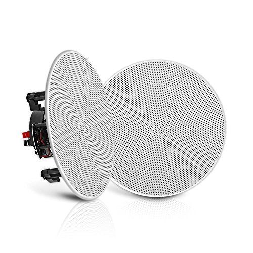  Pyle Pair 5.25” Flush Mount In-wall In-ceiling 2-Way Speaker System Spring Loaded Quick Connections Changeable Round/Square Grill Stereo Sound Polypropylene Cone Polymer Tweeter 15