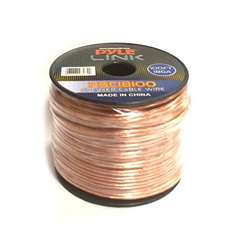  100ft 18 Gauge Speaker Wire - 1 Piece Copper Cable in Spool for Connecting Audio Stereo to Amplifier, Surround Sound System, TV Home Theater and Car Stereo - Pyle PSC18100