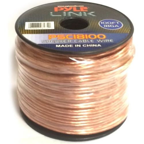  100ft 18 Gauge Speaker Wire - 1 Piece Copper Cable in Spool for Connecting Audio Stereo to Amplifier, Surround Sound System, TV Home Theater and Car Stereo - Pyle PSC18100