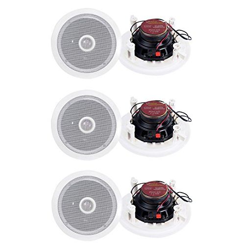  Pyle PDIC60 6.5 Inch 250 Watt 2 Way In Wall/Ceiling Home Speaker System (3 Pair)