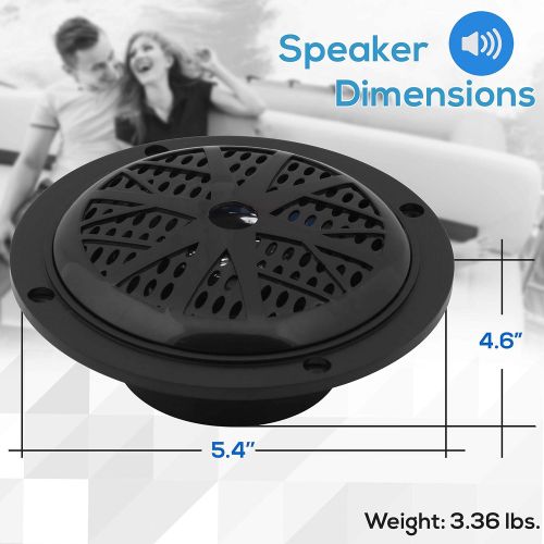  4 Inch Dual Marine Speakers - Waterproof and Weather Resistant Outdoor Audio Stereo Sound System with Polypropylene Cone, Cloth Surround and Low Profile Design - 1 Pair - PLMR41W (