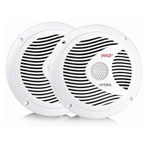  6.5 Inch Dual Marine Speakers - 2 Way Waterproof and Weather Resistant Outdoor Audio Stereo Sound System with 150 Watt Power, Polypropylene Cone and Cloth Surround - 1 Pair - PLMR6