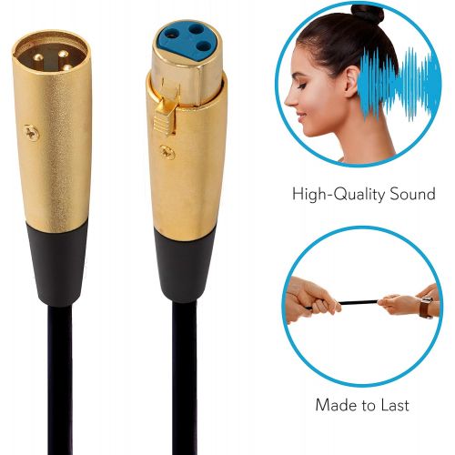  Pyle Pro 30FT Audio Microphone Cord Portable Professional XLR male to Female Mic/Speaker Cable Wire with Copper Clad Aluminum construction and Gold Connector Type, USB, 30 Feet (PP