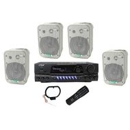 4 Pyle 5.25 Outdoor Speakers + PT260A 200W Stereo Home Theater Receiver