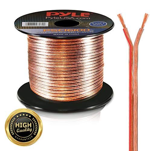  Speaker Zip Wire - 2 Tone Color Multi-Purpose 16 Gauge Audio Wire, 100 ft. Spool of Speaker Cable for Home Entertainment & Hi-Fi Systems - Pyle PSC16100