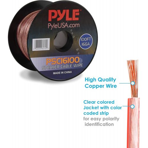  Speaker Zip Wire - 2 Tone Color Multi-Purpose 16 Gauge Audio Wire, 100 ft. Spool of Speaker Cable for Home Entertainment & Hi-Fi Systems - Pyle PSC16100