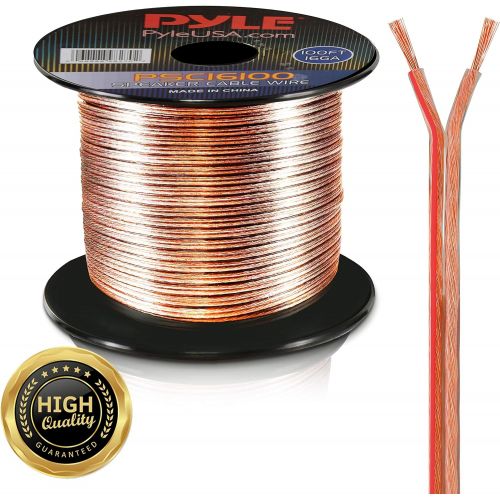  Speaker Zip Wire - 2 Tone Color Multi-Purpose 16 Gauge Audio Wire, 100 ft. Spool of Speaker Cable for Home Entertainment & Hi-Fi Systems - Pyle PSC16100