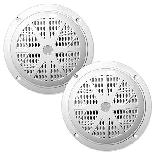  4 Inch Dual Marine Speakers - Waterproof and Weather Resistant Outdoor Audio Stereo Sound System with Polypropylene Cone, Cloth Surround and Low Profile Design - 1 Pair - PLMR41W (