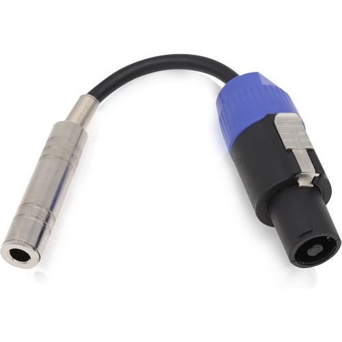  Speakon Male to 1/4 Female - 12 Gauge Speakon Connector Male To 1/4 Female Audio Connection Cable Adapter w/ Max Noise Isolation, Maximum Signal Transfer, Fabric Shielding - Pyle P