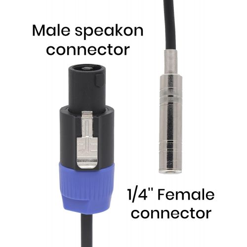  Speakon Male to 1/4 Female - 12 Gauge Speakon Connector Male To 1/4 Female Audio Connection Cable Adapter w/ Max Noise Isolation, Maximum Signal Transfer, Fabric Shielding - Pyle P