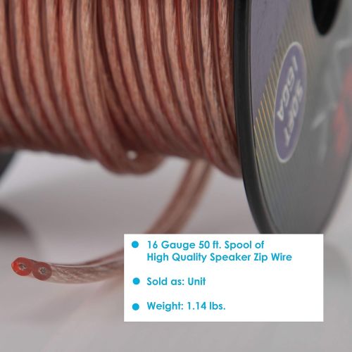  Pyle PSC1650 50ft 16 Gauge Speaker Wire - Copper Cable In Spool for connecting Audio Stereo to Amplifier, Surround Sound System, TV Home Theater and Car Stereo, 50 Feet