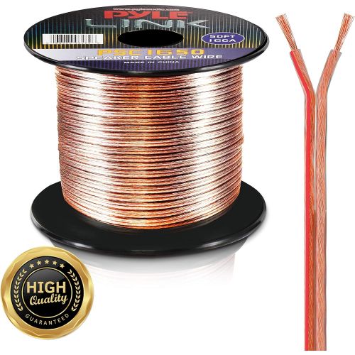  Pyle PSC1650 50ft 16 Gauge Speaker Wire - Copper Cable In Spool for connecting Audio Stereo to Amplifier, Surround Sound System, TV Home Theater and Car Stereo, 50 Feet