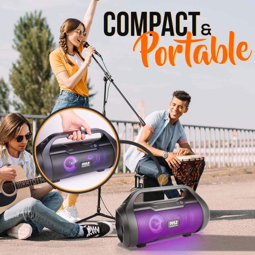  Pyle Wireless Portable Bluetooth Boombox Speaker - 500W 2.0CH Rechargeable Boom Box Speaker Portable Barrel Loud Stereo System with AUX Input/USB/SD/Fm Radio, 3 Subwoofer, Voice Control