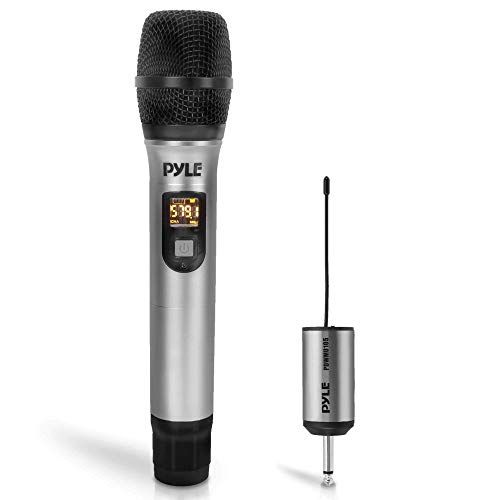  Pyle Portable UHF Wireless Microphone System - Professional Battery Operated Handheld Dynamic Unidirectional Cordless Microphone Transmitter Set w/Adapter Receiver, for PA Karaoke DJ Pa