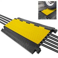 Pyle Durable Cable Protective Ramp Cover - Supports 33000lbs Five Channel Heavy Duty Cord Protection w/Flip-Open Top Cover, 31.5” x 17.5” x 1.77” Cable Concealer for Indoor Outdoor Use