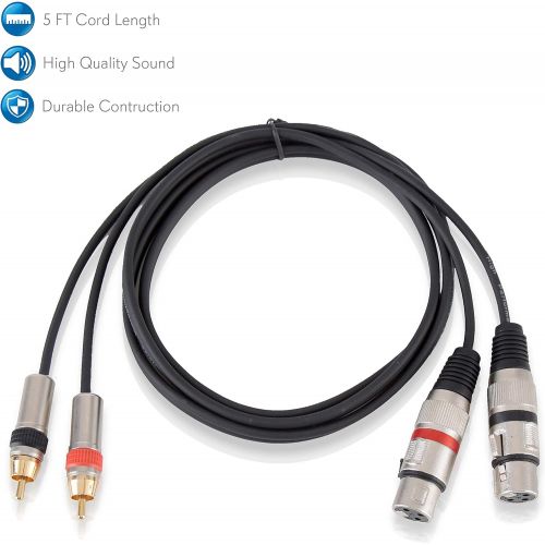  RCA to XLR Audio Cord - Dual RCA Male To XLR Female Connector 5 ft Heavy Duty Portable Professional Speaker Cable Wire Adapter - Delivers Sound - Pyle PPRCX05