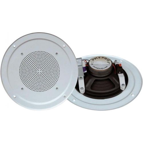  Pyle Ceiling Wall Mount Speaker - 6.5” Full Range Woofer Speaker System 100 Volt Transformer Flush Design w/ 90Hz-16kHz Frequency Response 150 Watts Peak & Template for Easy Instal