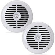 6.5 Inch Dual Marine Speakers - 2 Way Waterproof and Weather Resistant Outdoor Audio Stereo Sound System with 120 Watt Power, Polypropylene Cone and Cloth Surround - 1 Pair - PLMR6