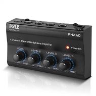 Pyle 4-Channel Portable Stereo Headphone Amplifier - Professional Multi Channel Mini Earphone Splitter Amp w/ 4 ¼” Balanced TRS Headphones Output Jack and 1/4 TRS Audio Input For Sound