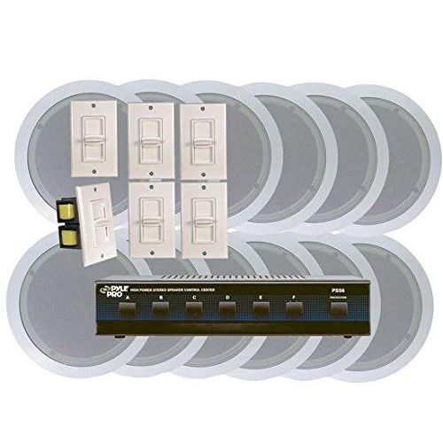  Pyle KTHSP125 6 Room In-Ceiling Home Speaker System w/6 Volume Controls Knob & Selector