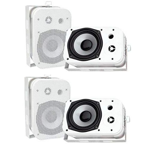  Pyle PDWR40W 5.25 White Indoor/Outdoor Waterproof Home Theater Speakers, 2 Pair