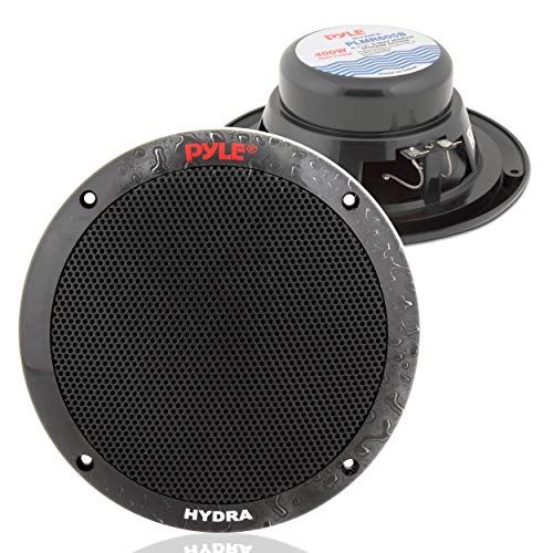  6.5 Inch Dual Marine Speakers - 2 Way Waterproof and Weather Resistant Outdoor Audio Stereo Sound System with 400 Watt Power, Polypropylene Cone and Butyl Rubber Surround - 1 Pair