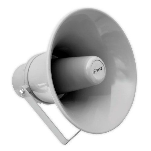  Indoor Outdoor PA Horn Speaker - 9.7 Inch 20-Watt Power Compact Loud Sound Megaphone w/ 400Hz-5KHz Frequency, 8 Ohm, 70V Transformer, Mounting Bracket, For 70V Audio System - PyleH