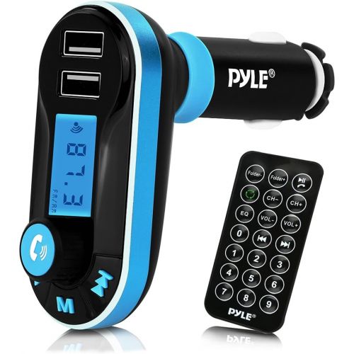  Pyle Bluetooth FM Transmitter, Wireless Vehicle Audio Streaming Receiver, Hands-Free Car Charger Kit, Digital LED Display, MP3/USB/SD Slot. (PBT92)