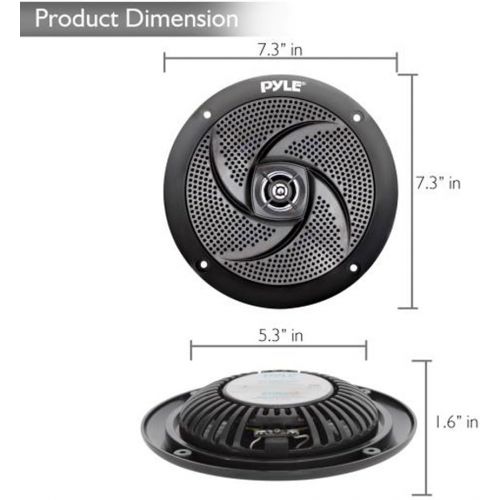  Pyle Low-Profile Waterproof Marine Speakers - 240W 6.5 Inch 2 Way 1 Pair Slim Style Waterproof and Weather Resistant Outdoor Audio Stereo Sound System, for Boat, Off-Road Vehicles - Pyl