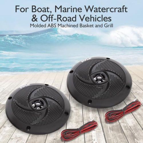  Pyle Low-Profile Waterproof Marine Speakers - 240W 6.5 Inch 2 Way 1 Pair Slim Style Waterproof and Weather Resistant Outdoor Audio Stereo Sound System, for Boat, Off-Road Vehicles - Pyl