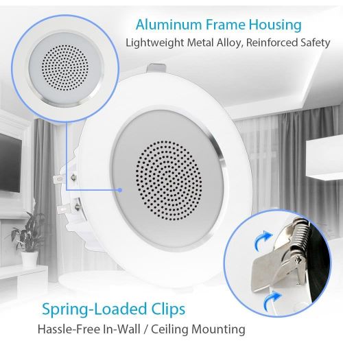  Pyle Pair 3.5” Flush Mount In-wall In-ceiling 2-Way Home Speaker System Aluminum Housing Spring Loaded Clips Dual Polypropylene Cone Polymer Tweeter Stereo Sound 140 Watts (PDIC35)