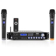 Pyle Bluetooth Multi-Channel Hybrid Pre-Amplifier System - 3000W Home Audio Rack Mount Stereo Power Amplifier Receiver w/ Radio, USB, UHF, Dual Wireless Karaoke mic, Speaker Sound Syste