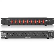 Pyle PDU Power Strip Surge Protector - 150 Joule 9 Outlet Strips Surge Protector Heavy Duty Electric Extension Cord Strip - 1U Rack Mount Protection Power Outlet Strip W/ 9 Front Switch