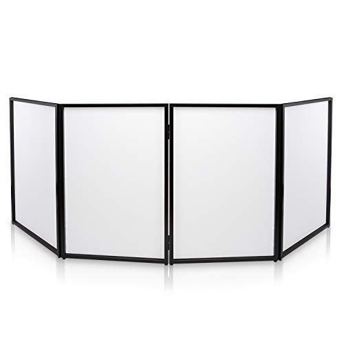  DJ Booth Foldable Cover Screen - Portable Event Facade Front Board Video Light Projector Display Scrim Panel with Folding Steel Frame Panel Stand, Stretchable Lycra Spandex - Pyle