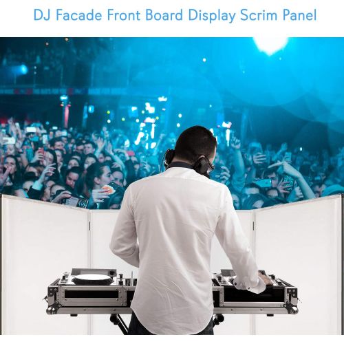  DJ Booth Foldable Cover Screen - Portable Event Facade Front Board Video Light Projector Display Scrim Panel with Folding Steel Frame Panel Stand, Stretchable Lycra Spandex - Pyle