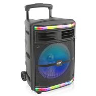 Pyle Portable Bluetooth PA Speaker System - 600W Bluetooth Speaker Portable PA System W/Rechargeable Battery 1/4 Microphone in, Party Lights, MP3/USB SD Card Reader, Rolling Wheels