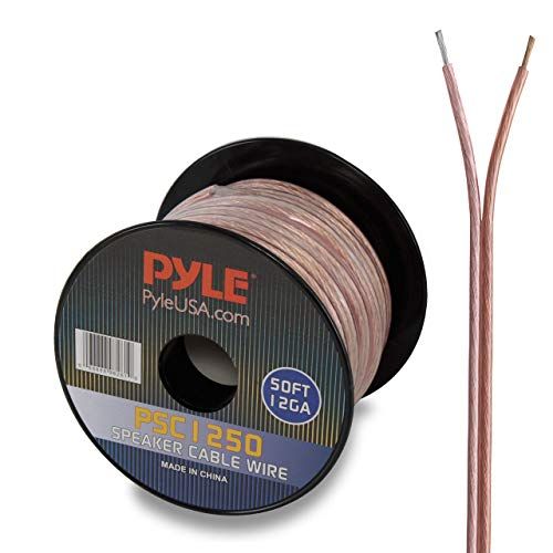  Pyle 50ft 12 Gauge Speaker Wire - Copper Cable in Spool for Connecting Audio Stereo to Amplifier, Surround Sound System, TV Home Theater and Car Stereo - PSC1250