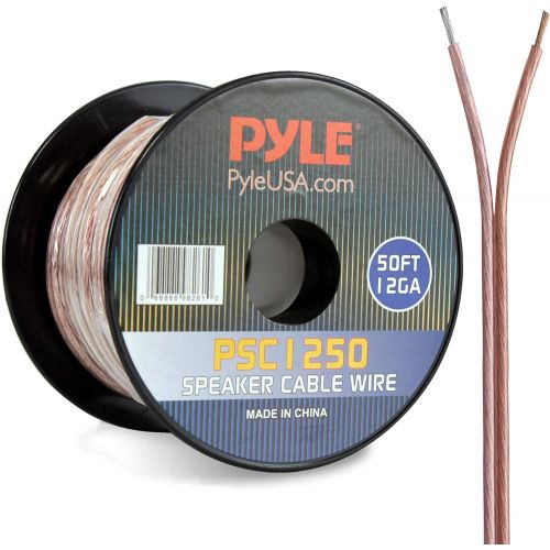  Pyle 50ft 12 Gauge Speaker Wire - Copper Cable in Spool for Connecting Audio Stereo to Amplifier, Surround Sound System, TV Home Theater and Car Stereo - PSC1250