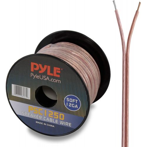  Pyle 50ft 12 Gauge Speaker Wire - Copper Cable in Spool for Connecting Audio Stereo to Amplifier, Surround Sound System, TV Home Theater and Car Stereo - PSC1250