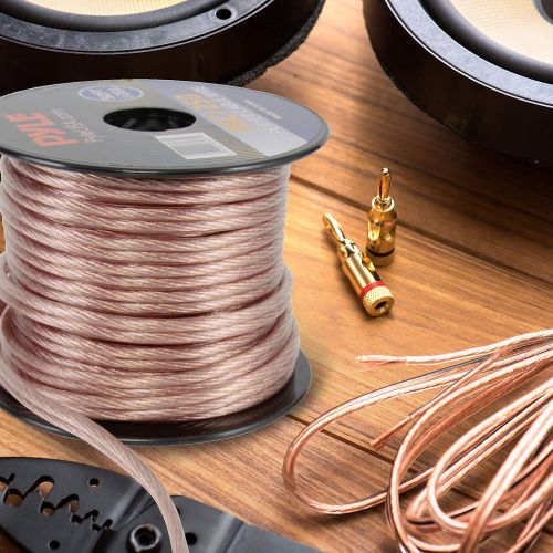  Pyle 50ft 12 Gauge Speaker Wire - Copper Cable in Spool for Connecting Audio Stereo to Amplifier, Surround Sound System, TV Home Theater and Car Stereo - PSC1250