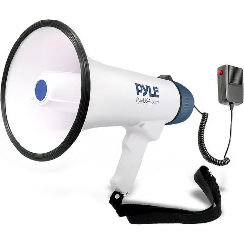  Pyle Megaphone Speaker PA Bullhorn with Built-in Siren - 40 Watts Adjustable Volume Control & Rechargeable Battery - 10 Sec Record Ideal for Football, Baseball, Basketball Cheerlea