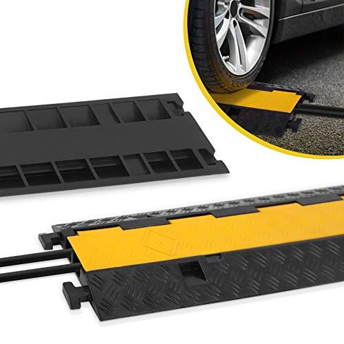  Pyle Durable Cable Ramp Protective Cover - 2,000 lbs Max Heavy Duty Hose & Cable Track Protector w/ Flip-open Top Cover & 2 Channel Groove Design - Cable Concealer for Outdoor & Indoor