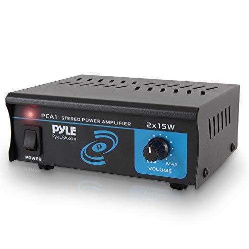  Pyle PCA1.5 2x15 Watt Stereo Power Amplifier - Compact Mini 2-Channel Portable Home Audio Speaker Receiver Box for Amplified Speakers Sound System with RCA Cable L/R Input for CD P