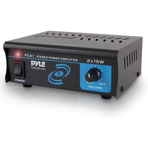  Pyle PCA1.5 2x15 Watt Stereo Power Amplifier - Compact Mini 2-Channel Portable Home Audio Speaker Receiver Box for Amplified Speakers Sound System with RCA Cable L/R Input for CD P