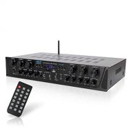 Pyle Wireless Home Audio Amplifier System-Bluetooth Compatible Sound Stereo Receiver Amp - 6 Channel 600Watt Power, Digital LCD, Headphone Jack, 1/4 Microphone in USB SD AUX RCA FM Radi