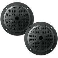 6.5 Inch Dual Marine Speakers - 2 Way Waterproof and Weather Resistant Outdoor Audio Stereo Sound System with 120 Watt Power, Polypropylene Cone and Cloth Surround - 1 Pair - PLMR6