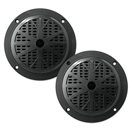  6.5 Inch Dual Marine Speakers - 2 Way Waterproof and Weather Resistant Outdoor Audio Stereo Sound System with 120 Watt Power, Polypropylene Cone and Cloth Surround - 1 Pair - PLMR6