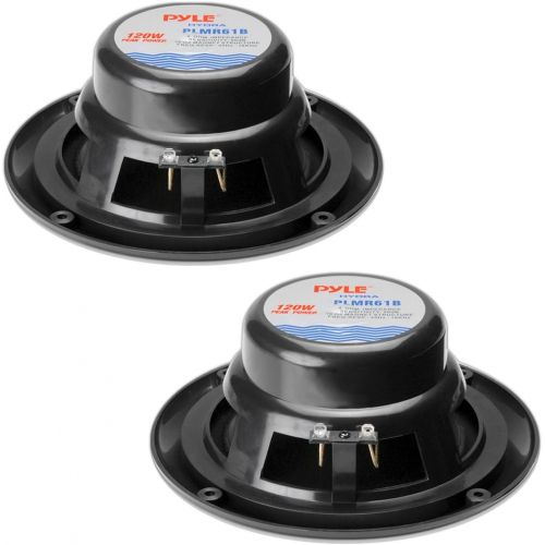  6.5 Inch Dual Marine Speakers - 2 Way Waterproof and Weather Resistant Outdoor Audio Stereo Sound System with 120 Watt Power, Polypropylene Cone and Cloth Surround - 1 Pair - PLMR6