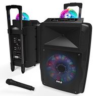 Pyle Portable DJ Karaoke PA Speaker - Outdoor 700 Watt Stereo 12” Subwoofer Built-in LED Lights Wireless Bluetooth Rechargeable Battery Audio Recording Mode & MP3/USB/Micro SD/FM Radio