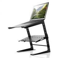 Pyle Portable Adjustable Laptop Stand - 6.3 to 10.9 Inch Standing Table Monitor or Computer Desk Workstation Riser with Shelf Storage and Height Alignment for DJ, PC, Gaming, Home